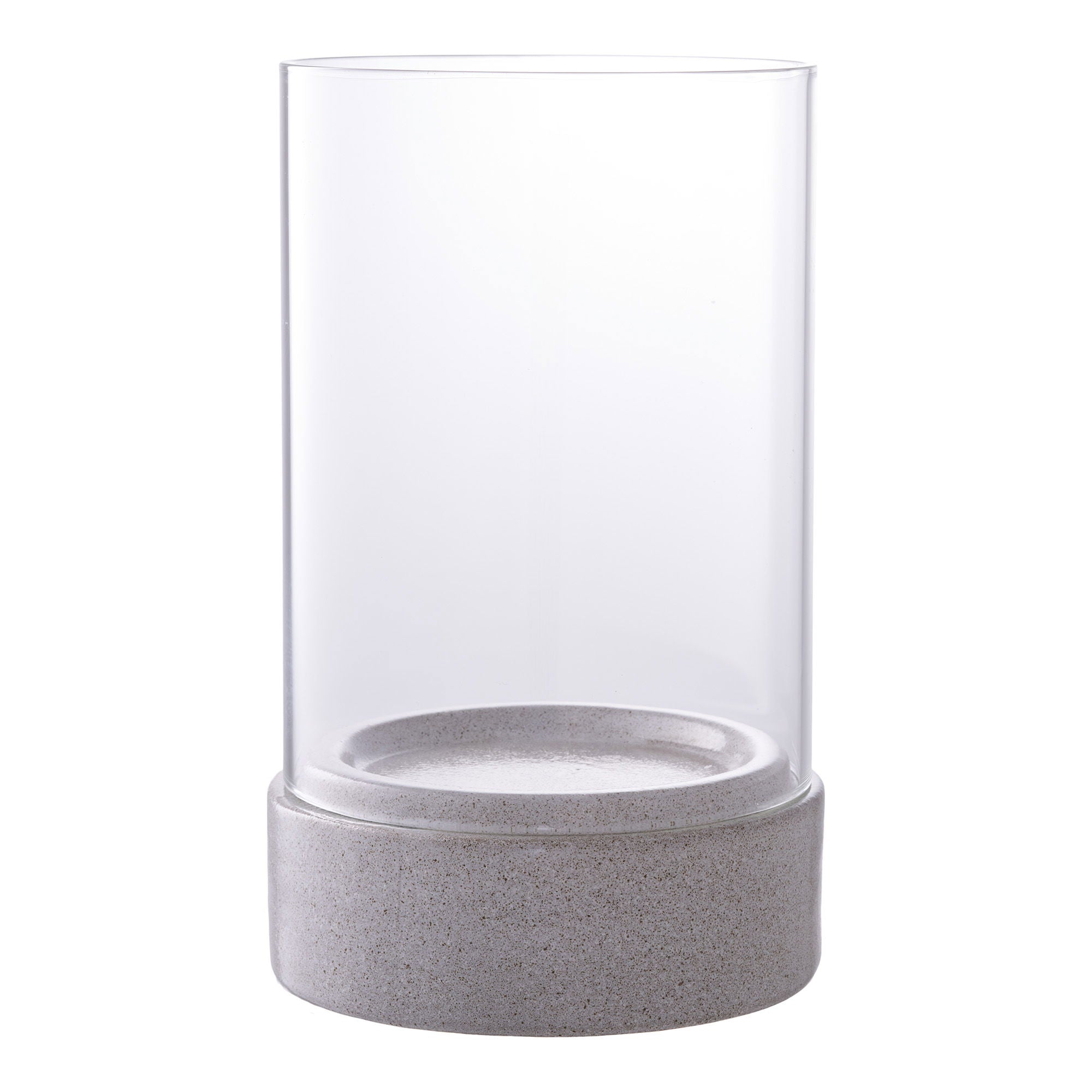 Hurricane Candle Holder - Hurricane candle holder, ceramic/glass, grey<br>16x25,5 cm